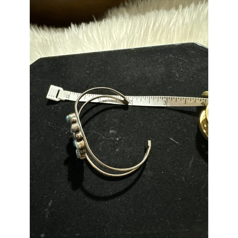Navajo Native Sterling Cuff Lester Jackson Turquoise Gorgeous Cuff Signed